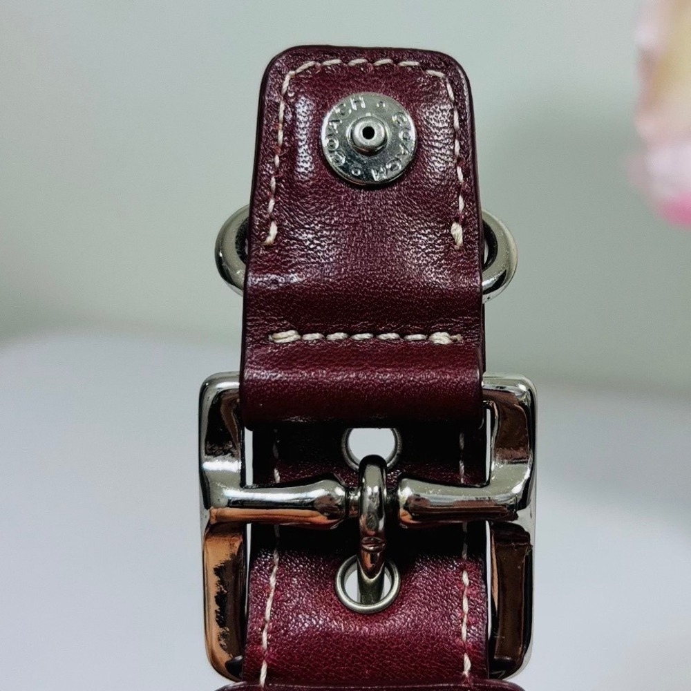 Vintage Y2K Coach Hamptons Demi Burgundy Leather Buckle Mini Shoulder Bag - Picture 8 of 12